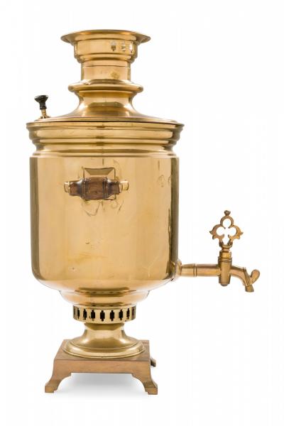 Antique Russian Brass Plated Metal Samovar