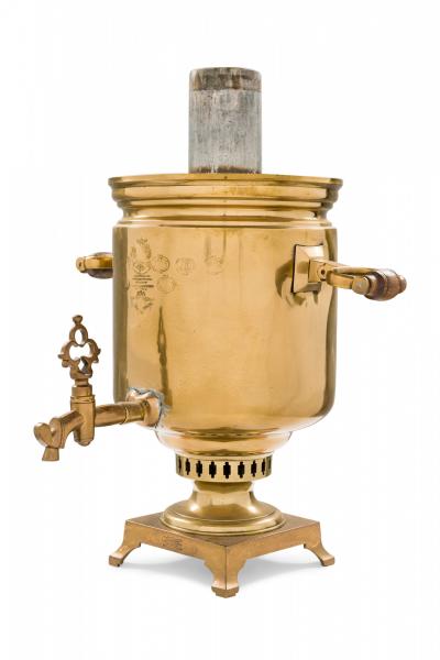 Antique Russian Brass Plated Metal Samovar