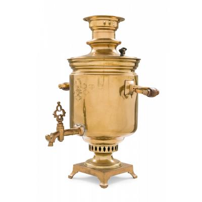Antique Russian Brass Plated Metal Samovar
