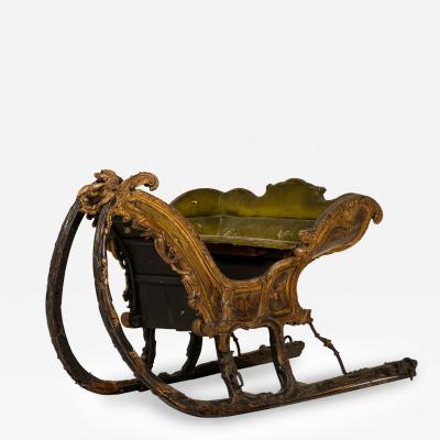 Antique Russian Carved Sleigh