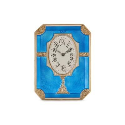 Antique Russian vermeil and enamel table clock