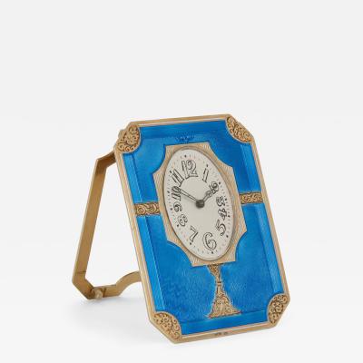 Antique Russian vermeil and enamel table clock