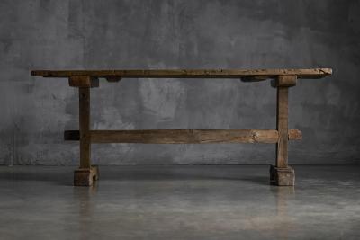 Antique Rustic Oak Trestle Table 19th Century