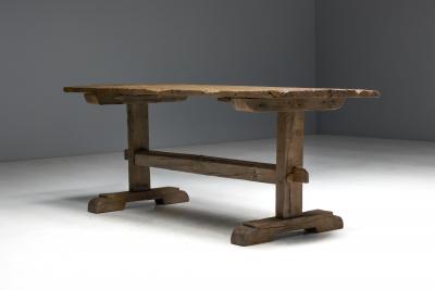 Antique Rustic Oak Trestle Table 19th Century