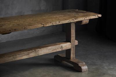 Antique Rustic Oak Trestle Table 19th Century