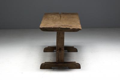 Antique Rustic Oak Trestle Table 19th Century