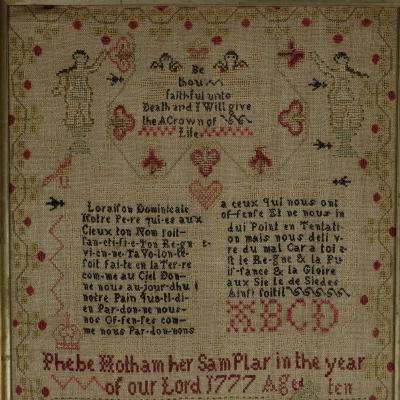 Antique Sampler 1777 by Phebe Hotham Aged 10
