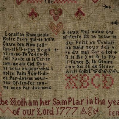 Antique Sampler 1777 by Phebe Hotham Aged 10