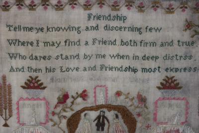 Antique Sampler 1830 by Eliza Jones Friendship