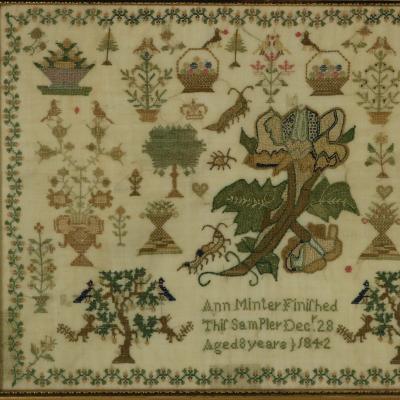 Antique Sampler 1842 by Ann Minter Aged 8 Years