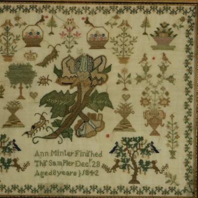 Antique Sampler 1842 by Ann Minter Aged 8 Years