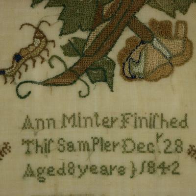 Antique Sampler 1842 by Ann Minter Aged 8 Years