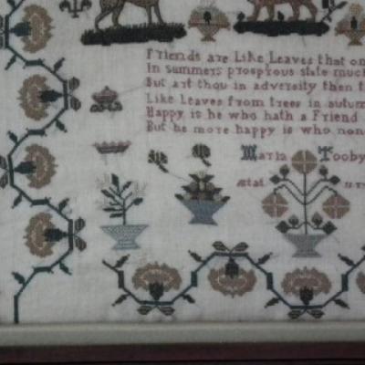 Antique Sampler by Maria Tooby c 1820