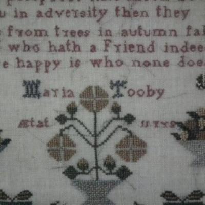Antique Sampler by Maria Tooby c 1820