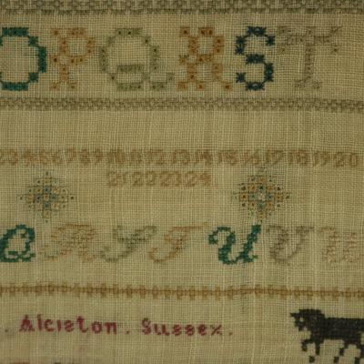 Antique Sampler c 1850 by Elizabeth Carter Sussex