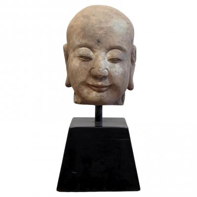 Antique Sand Stone Buddhist Bust Sculpture