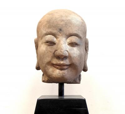 Antique Sand Stone Buddhist Bust Sculpture