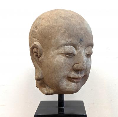 Antique Sand Stone Buddhist Bust Sculpture