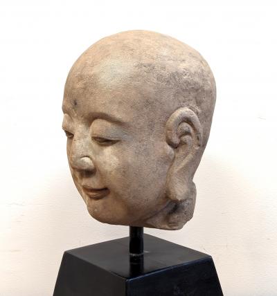 Antique Sand Stone Buddhist Bust Sculpture
