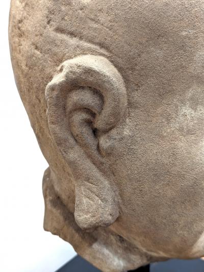 Antique Sand Stone Buddhist Bust Sculpture