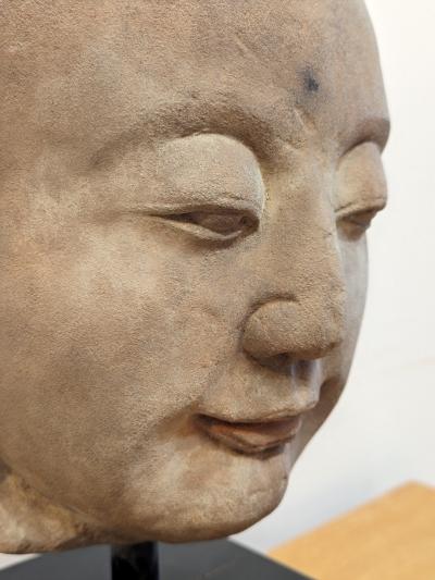 Antique Sand Stone Buddhist Bust Sculpture