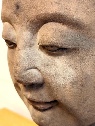 Antique Sand Stone Buddhist Bust Sculpture