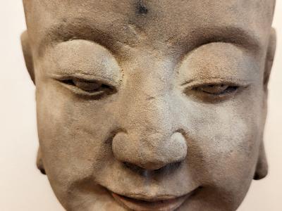 Antique Sand Stone Buddhist Bust Sculpture