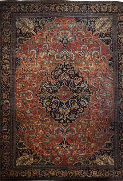 Antique Sarouk Rug 12 6 x 17 0 