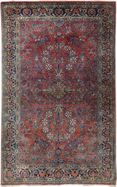 Antique Sarouk Rug 4 0 x 6 5 