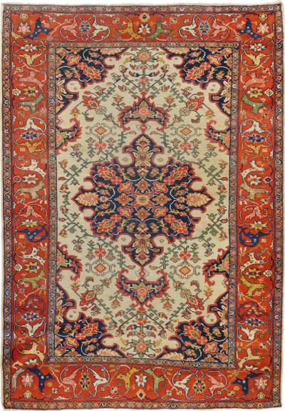 Antique Sarouk Rug 4 6 x 6 6 
