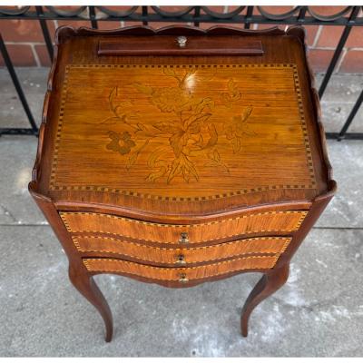 Antique Satinwood Inlaid Nightstand Dressing Side Table