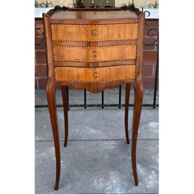 Antique Satinwood Inlaid Nightstand Dressing Side Table