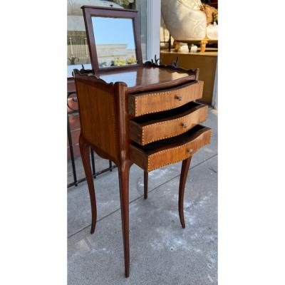 Antique Satinwood Inlaid Nightstand Dressing Side Table