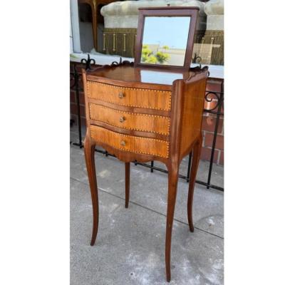 Antique Satinwood Inlaid Nightstand Dressing Side Table