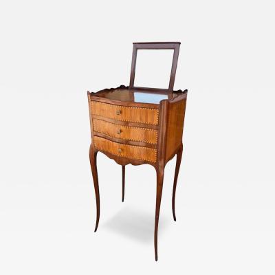 Antique Satinwood Inlaid Nightstand Dressing Side Table