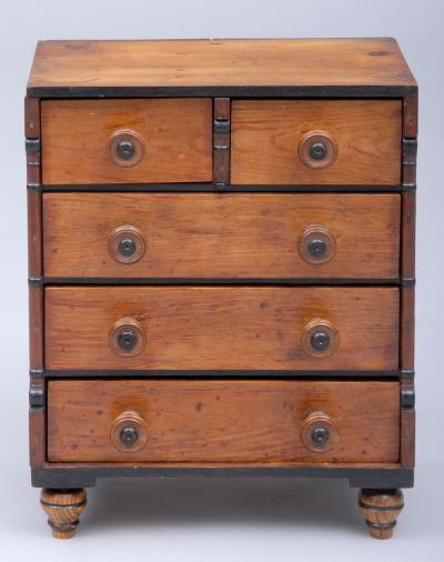 Antique Scottish Miniature Pine Chest Circa 1850