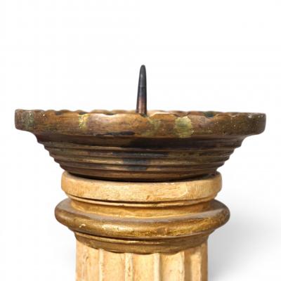 Antique Sculptural Wooden Church Candlestick 1860
