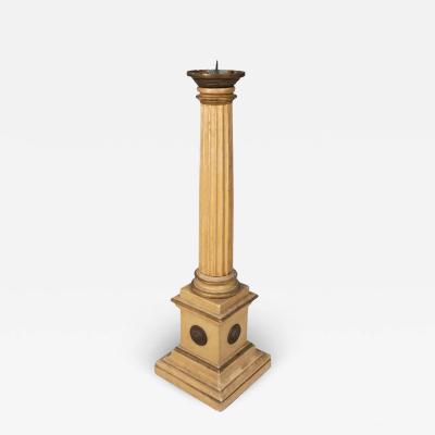 Antique Sculptural Wooden Church Candlestick 1860