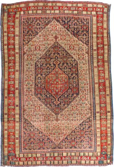 Antique Senneh Rug 4 4 x 5 6 