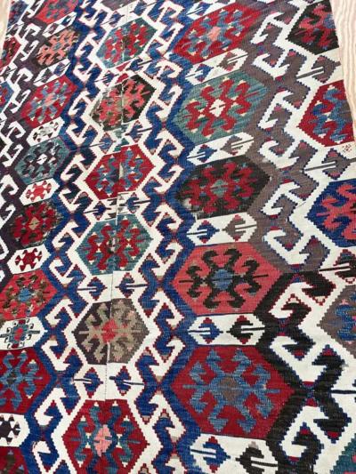 Antique Shahsavan Kilim Rug Large and unusual c 1900s AS IS