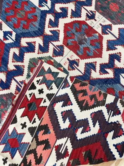 Antique Shahsavan Kilim Rug Large and unusual c 1900s AS IS