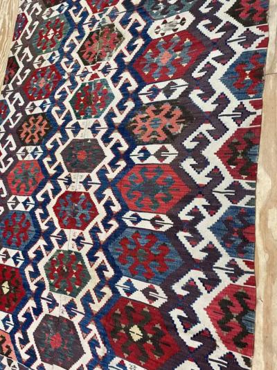 Antique Shahsavan Kilim Rug Large and unusual c 1900s AS IS