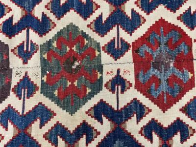 Antique Shahsavan Kilim Rug Large and unusual c 1900s AS IS
