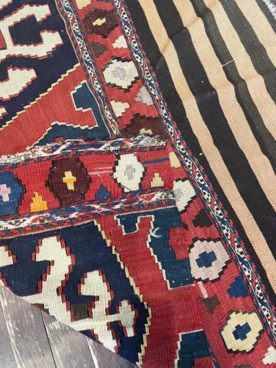 Antique Shahsavan Kilim Rug c 1900s AS IS