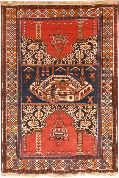 Antique Shirvan Rug 3 11 x 5 5 