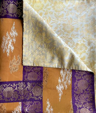 Antique Silk Kesa Monks Patched Robe Meiji Period