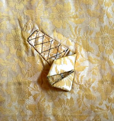 Antique Silk Kesa Monks Patched Robe Meiji Period