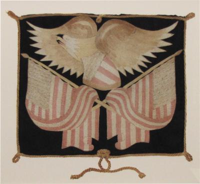 Antique Silk Work Eagle and Flag