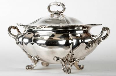 Antique Silver Plate on Solid Brass Covered Tureen