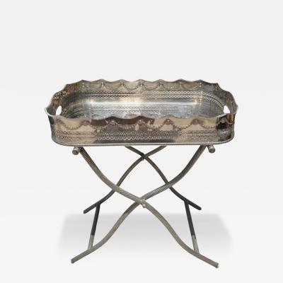 Antique Silver on Copper Cocktail or Tea Coffee Tray Table